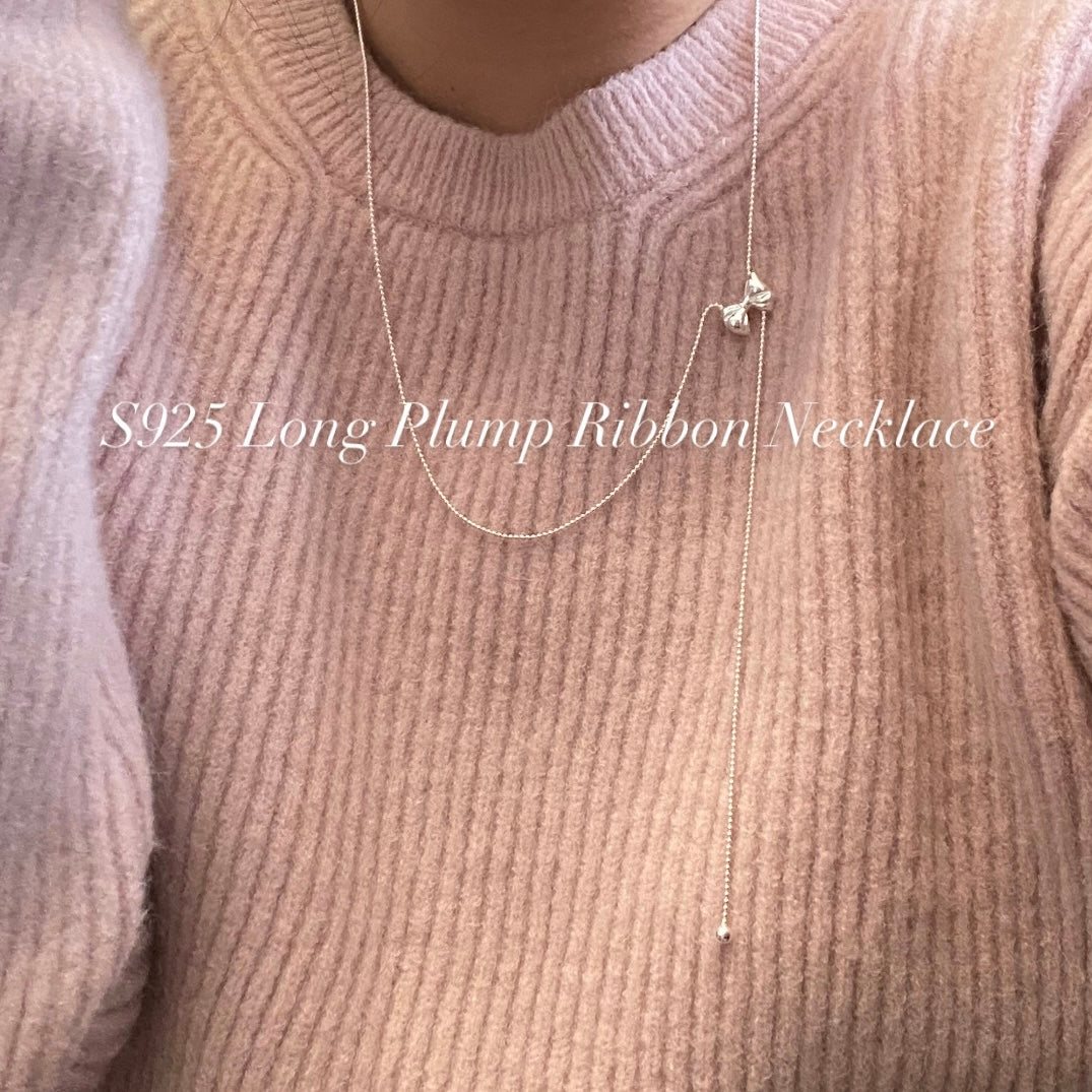 [925silver] Long Plump Ribbon Necklace