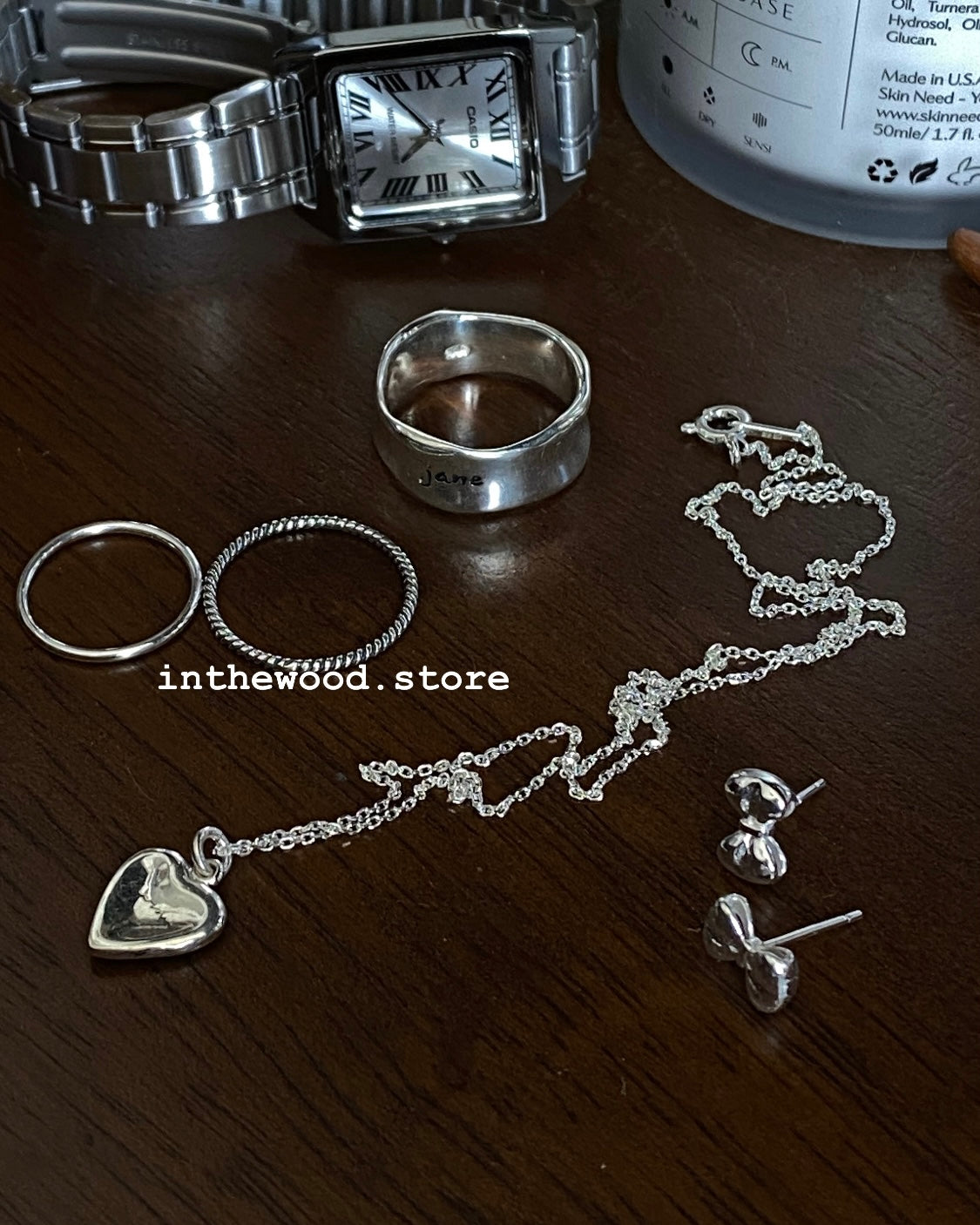 [925silver] Mini Plump Ribbon Earrings