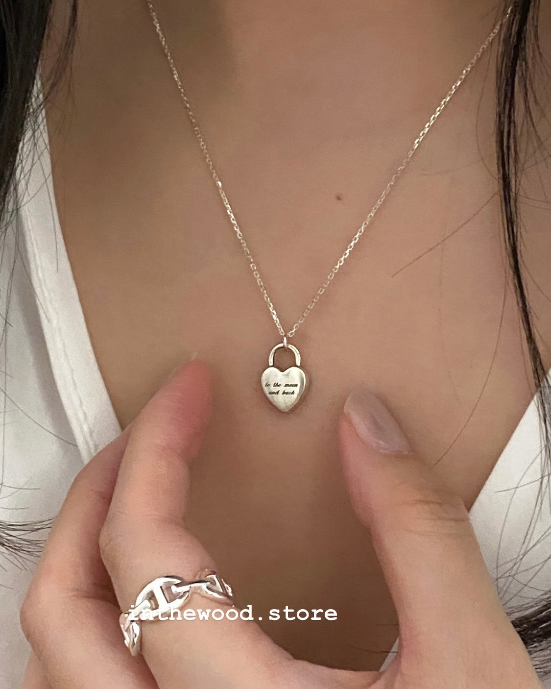 [925silver] Custom Engraved LOVE Lock Letter Necklace