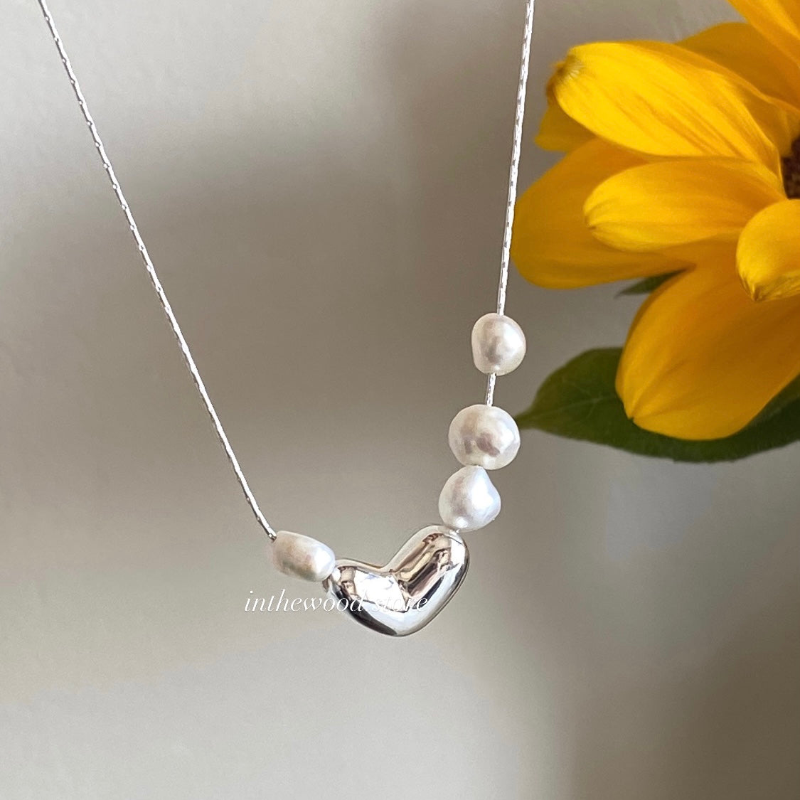 [925silver] Pearl Heart Necklace