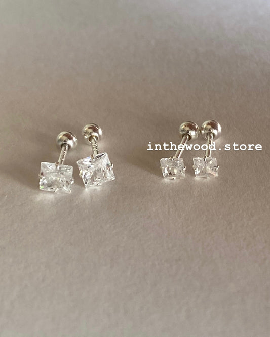 [925silver] Mini Square Bling Piercings