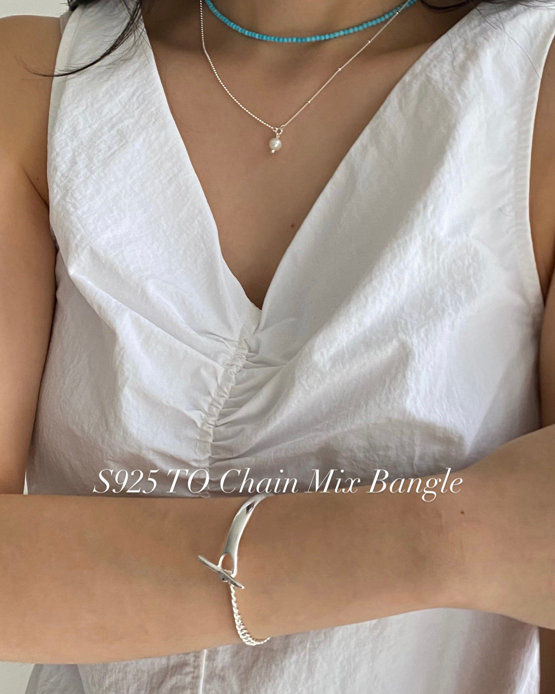 [925silver] TO Chain Mix Bangle