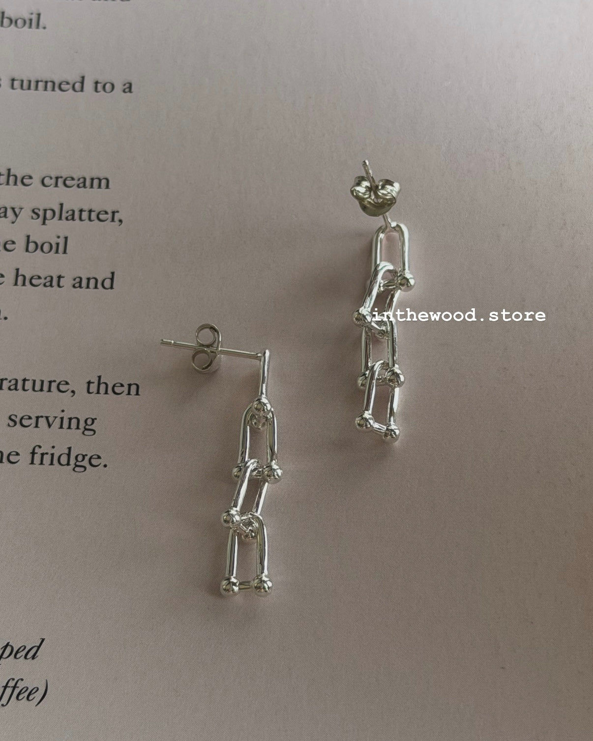 [925silver] Mini Buckles Chain Earrings