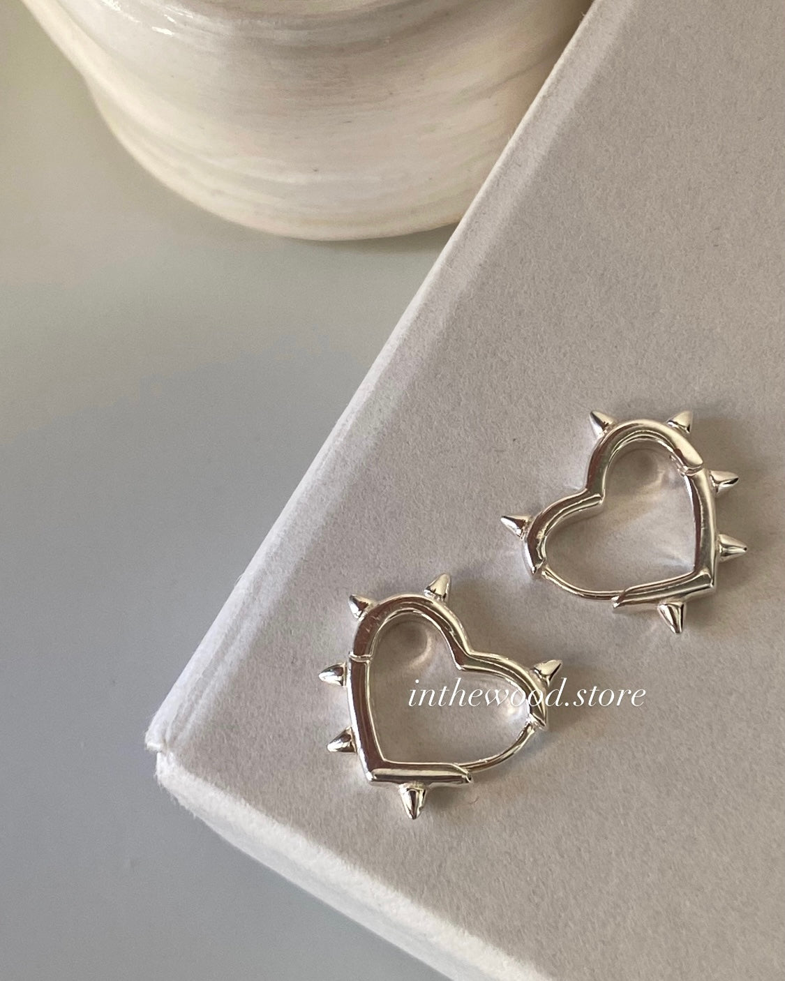 [925silver] Punk Heart One Touch Earrings