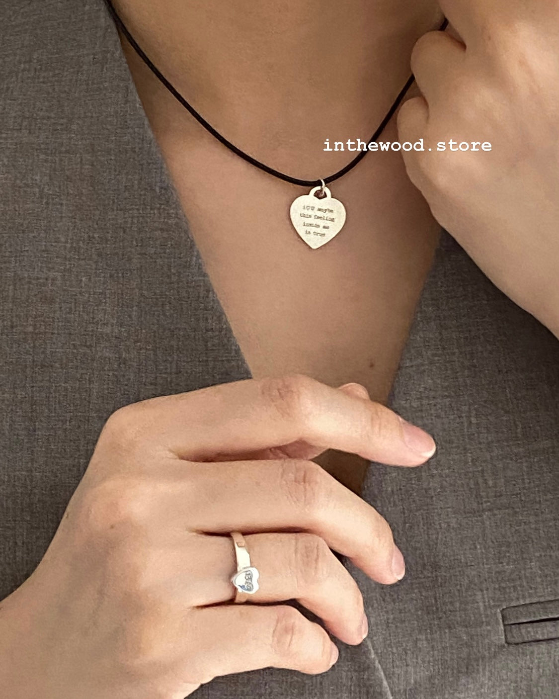 [Handmade 925silver] Craft Letter Heart Ring