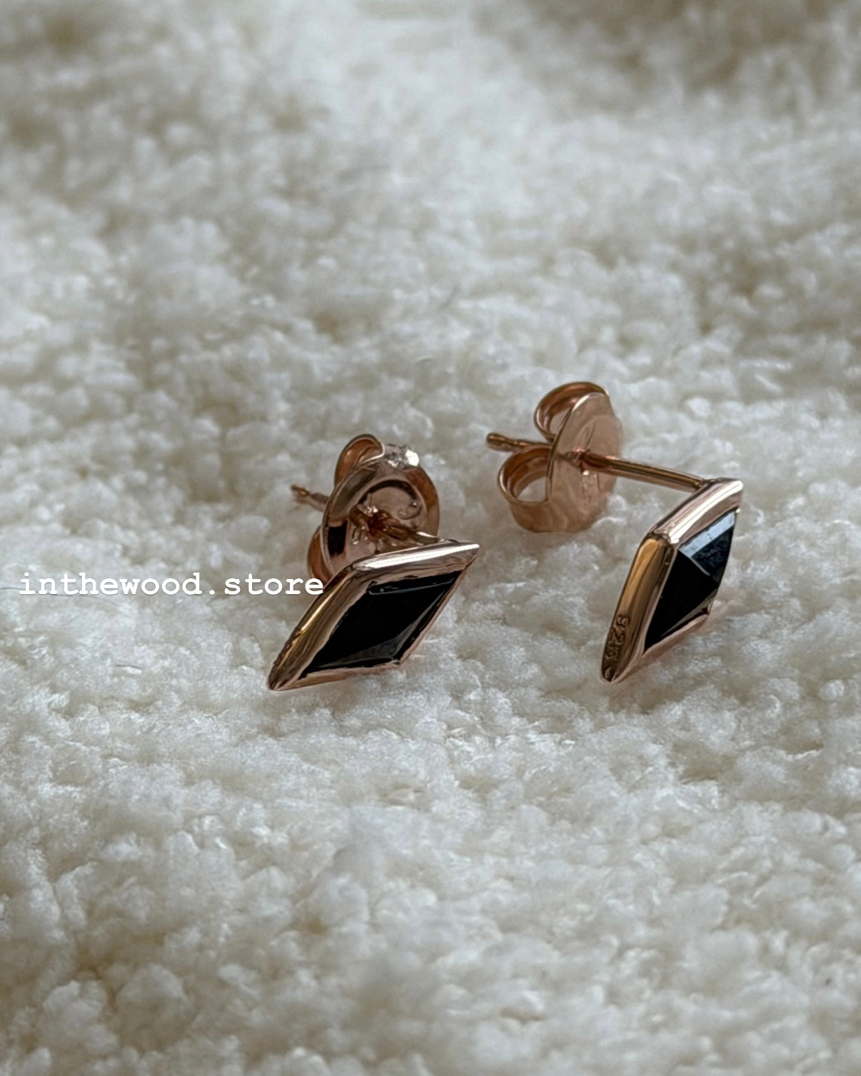 [925silver+Gemstone] Obsidian Earrings