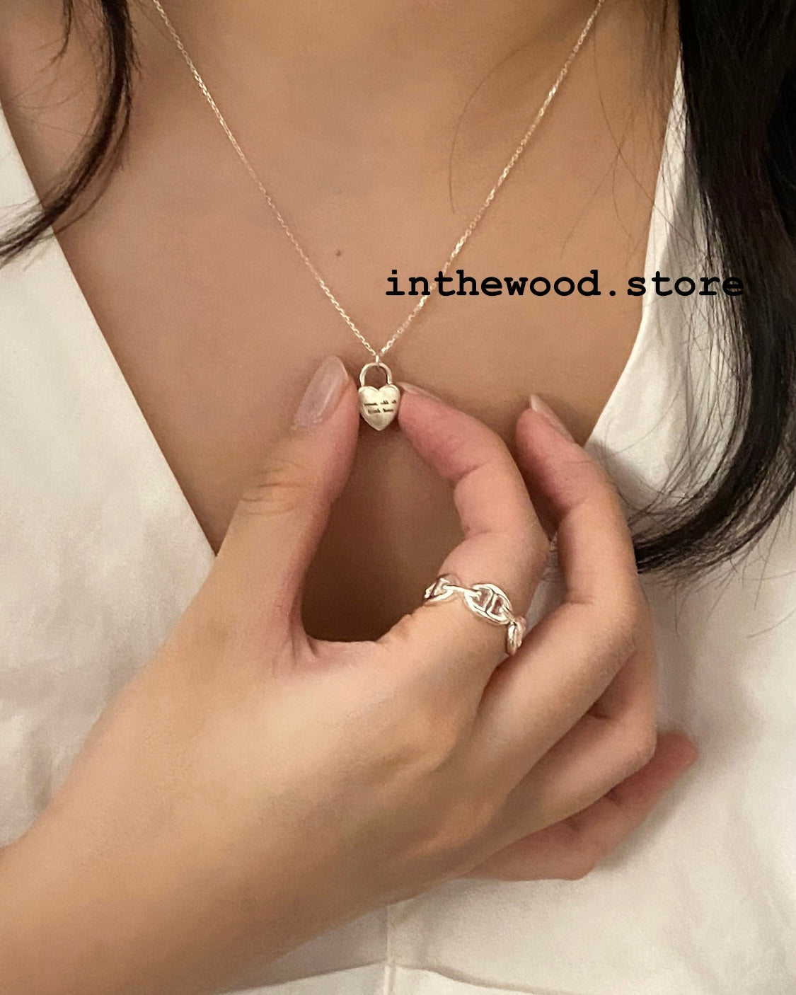 [925silver] Custom Engraved LOVE Lock Letter Necklace