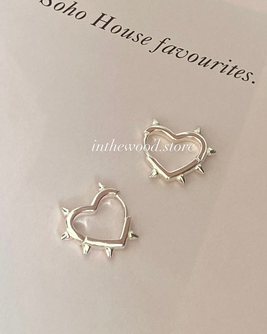 [925silver] Punk Heart One Touch Earrings