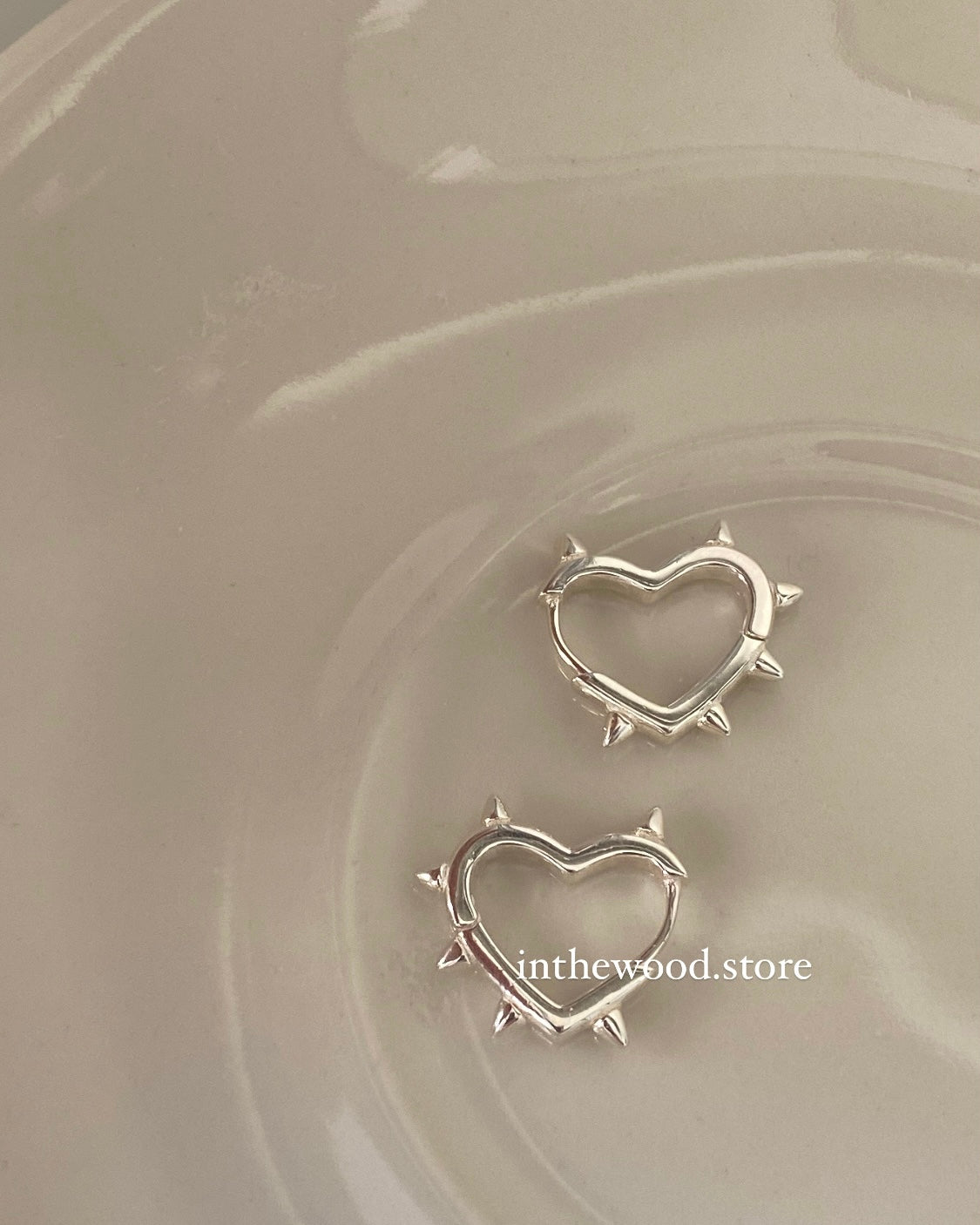 [925silver] Punk Heart One Touch Earrings