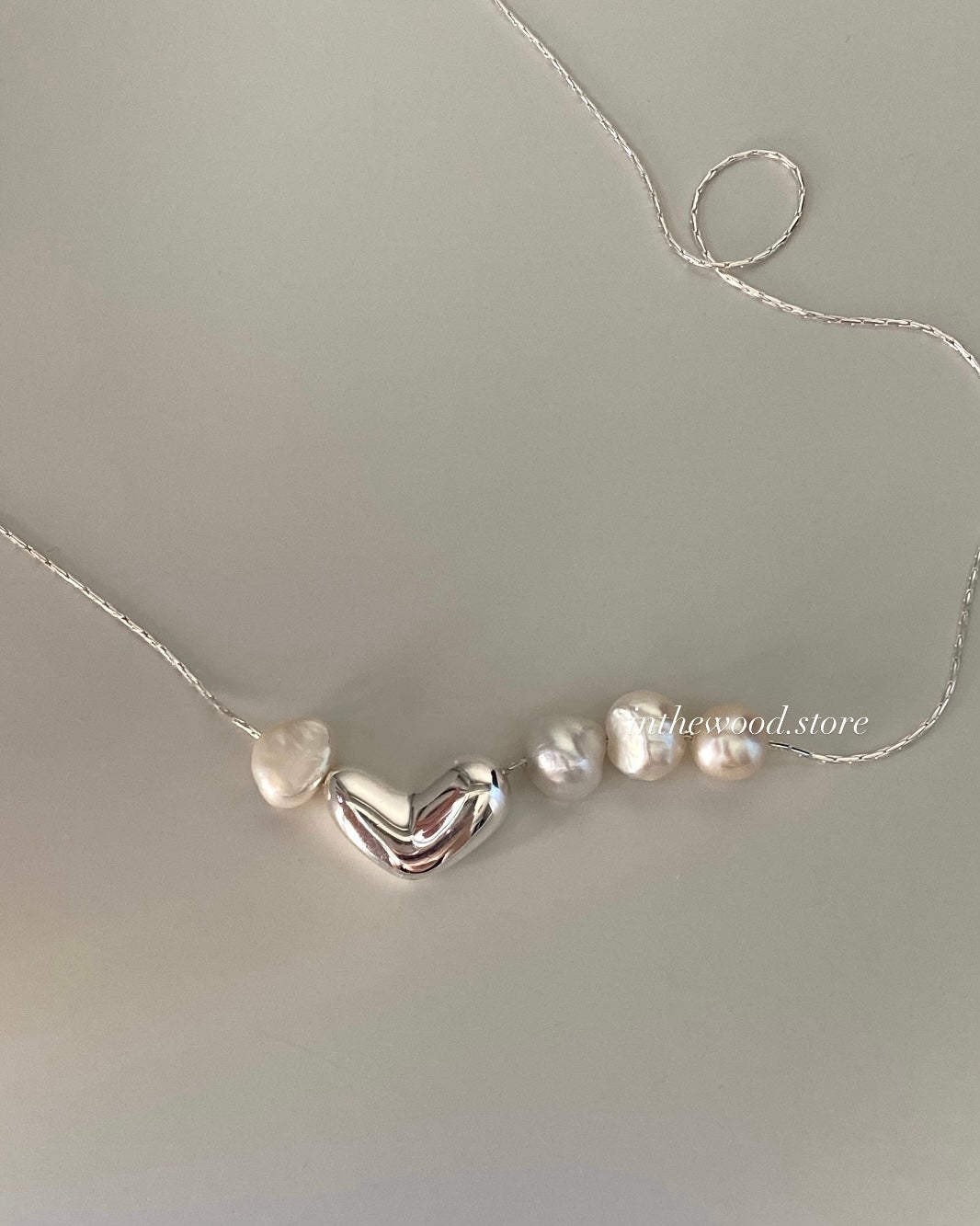 [925silver] Pearl Heart Necklace