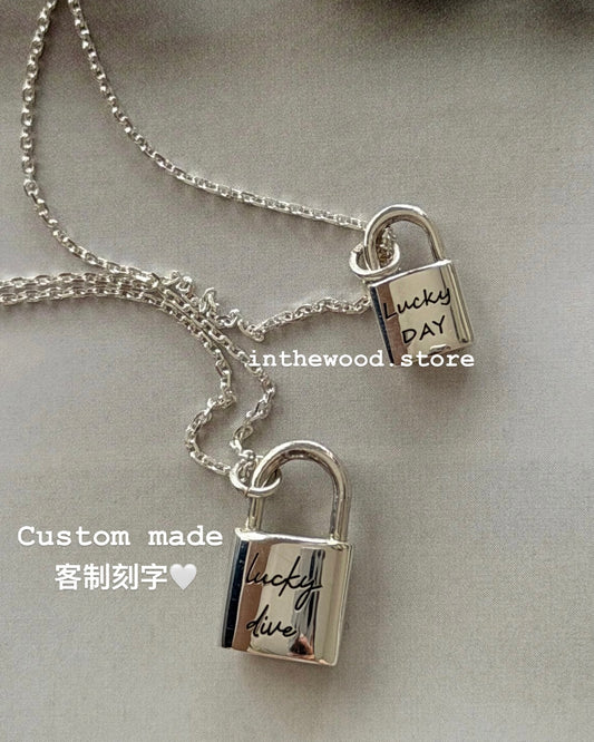 [925silver] 客制刻字 Letter LOCK Necklace