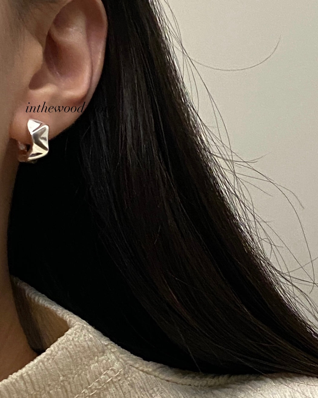 [925silver] Raw Paper One Touch Earrings