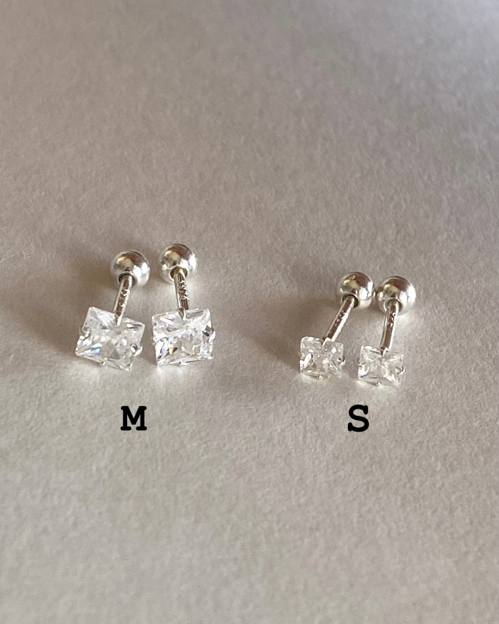 [925silver] Mini Square Bling Piercings