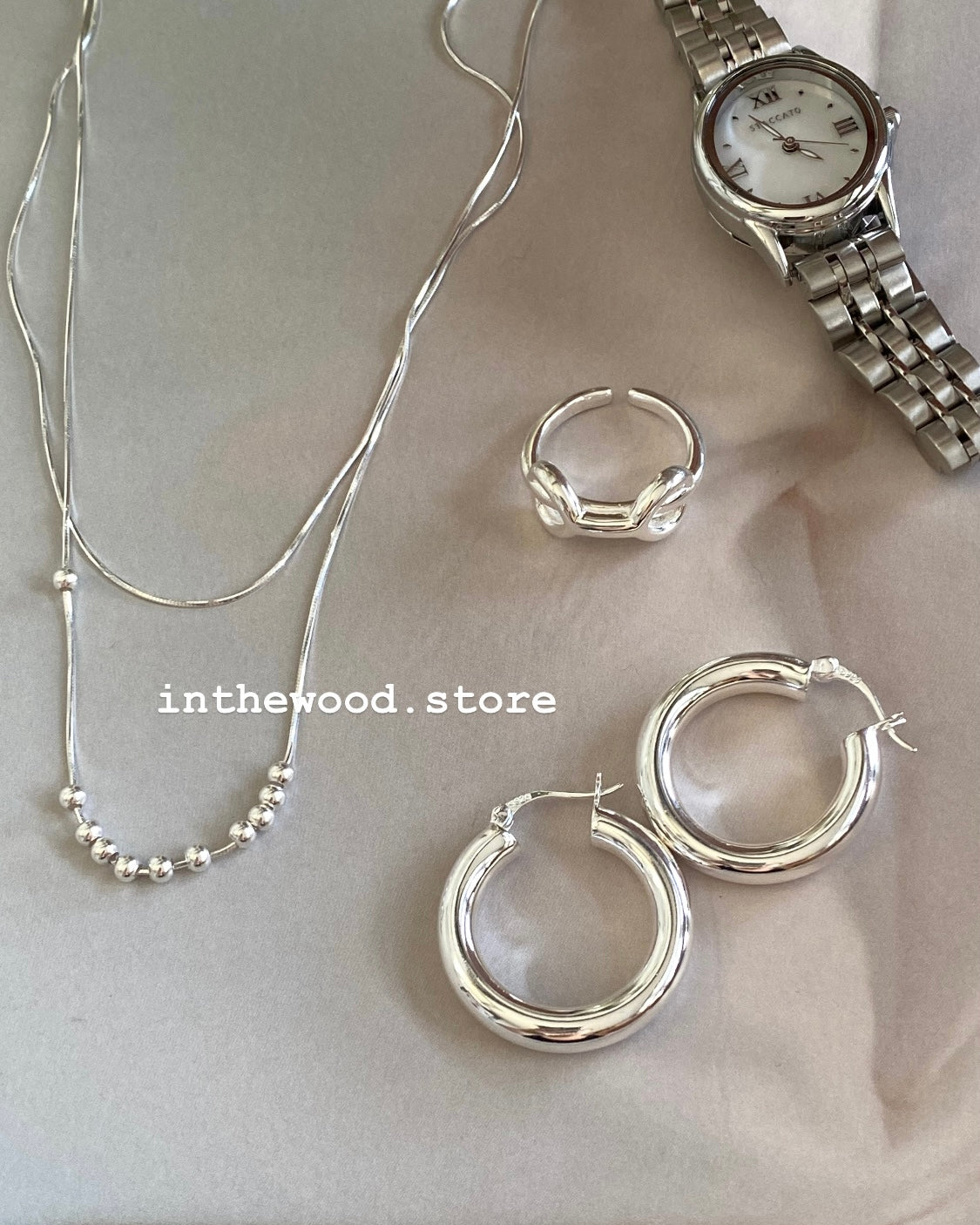 [925silver] Plain Hoop Earrings