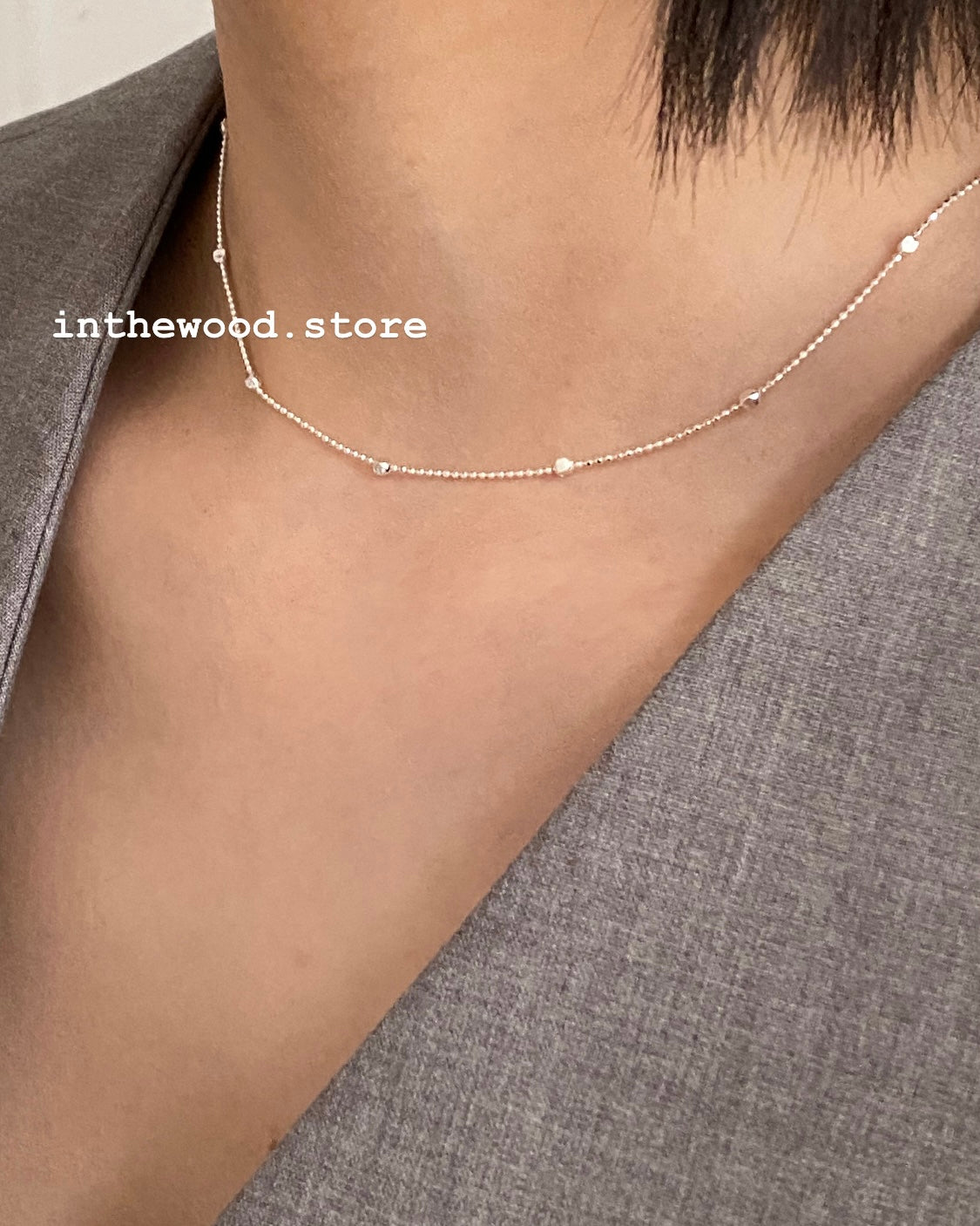 [925silver] Square Dot Necklace