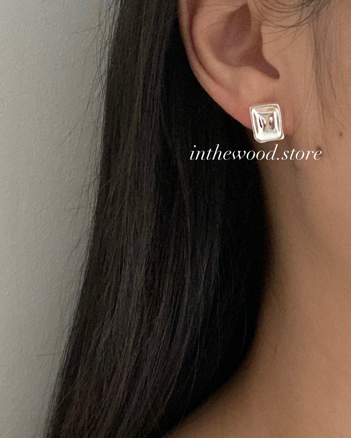 [925silver] Plain Square Earrings