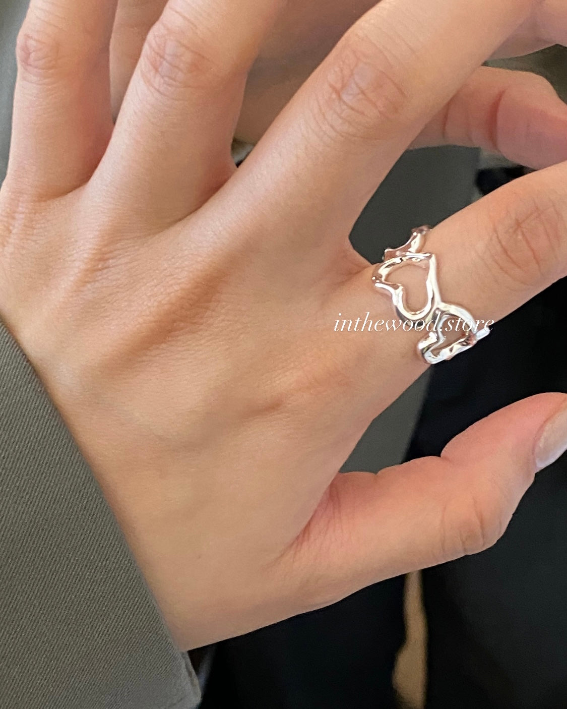 [925silver] Volume Heart Hole Ring
