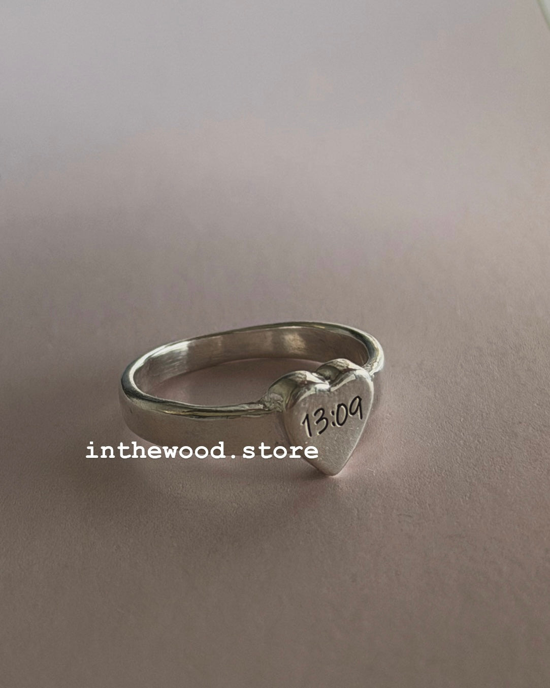 [Handmade 925silver] Craft Letter Heart Ring