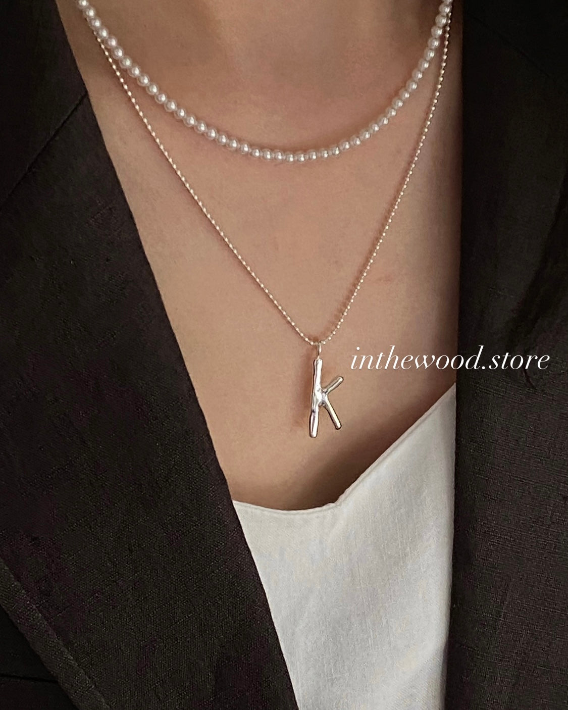 [Handmade 925silver] Raw Initial Necklace