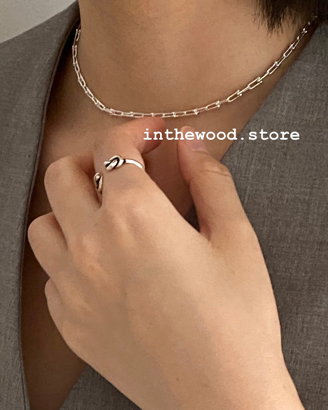 [925silver] Mini Buckle Chain Necklace-3mm