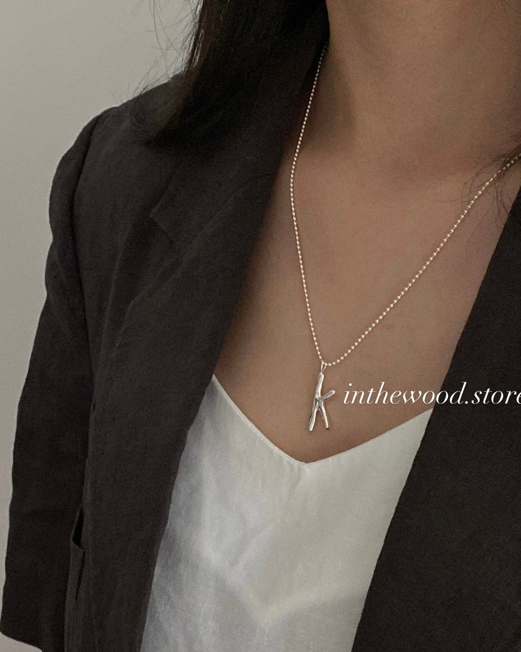 [Handmade 925silver] Raw Initial Necklace