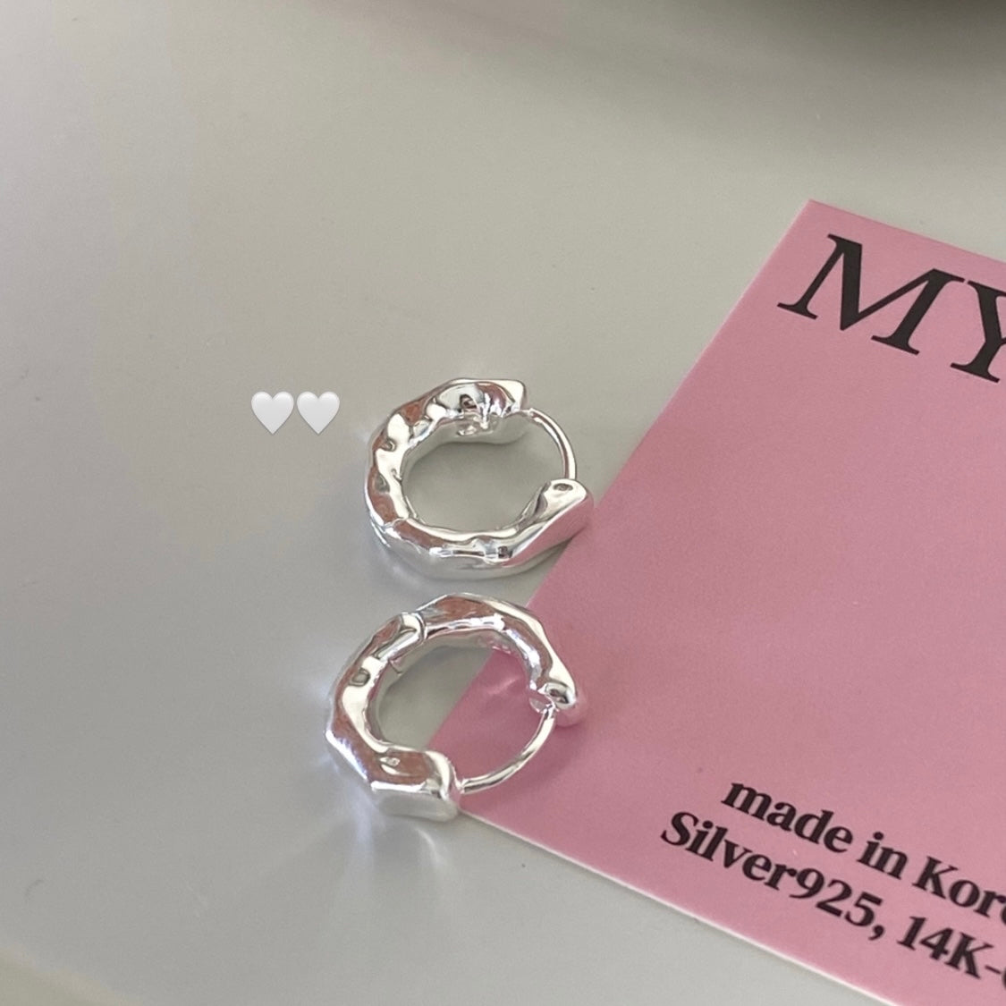 [925silver] Raw One Touch Earrings