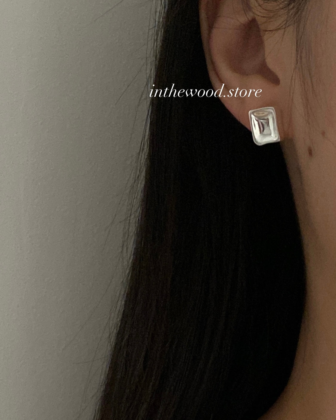 [925silver] Plain Square Earrings