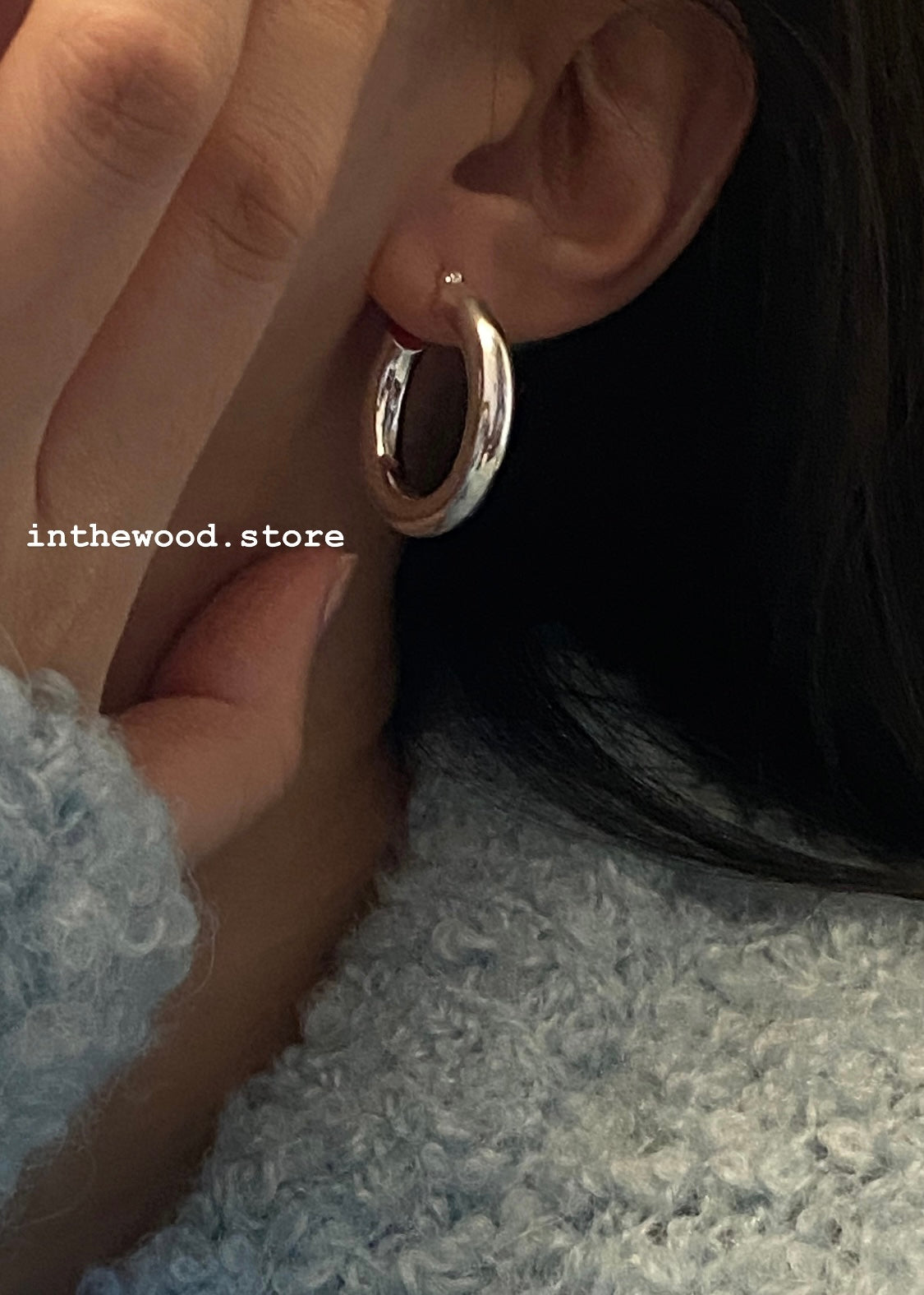 [925silver] Plain Hoop Earrings