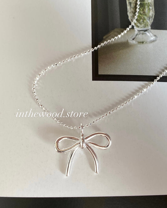 [925silver] Cute Ribbon Necklace
