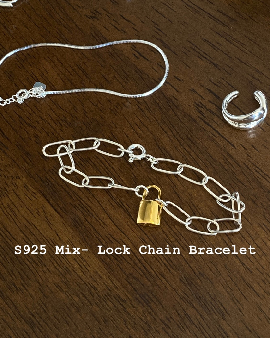 [925silver] Mix-Lock Chain Bracelet