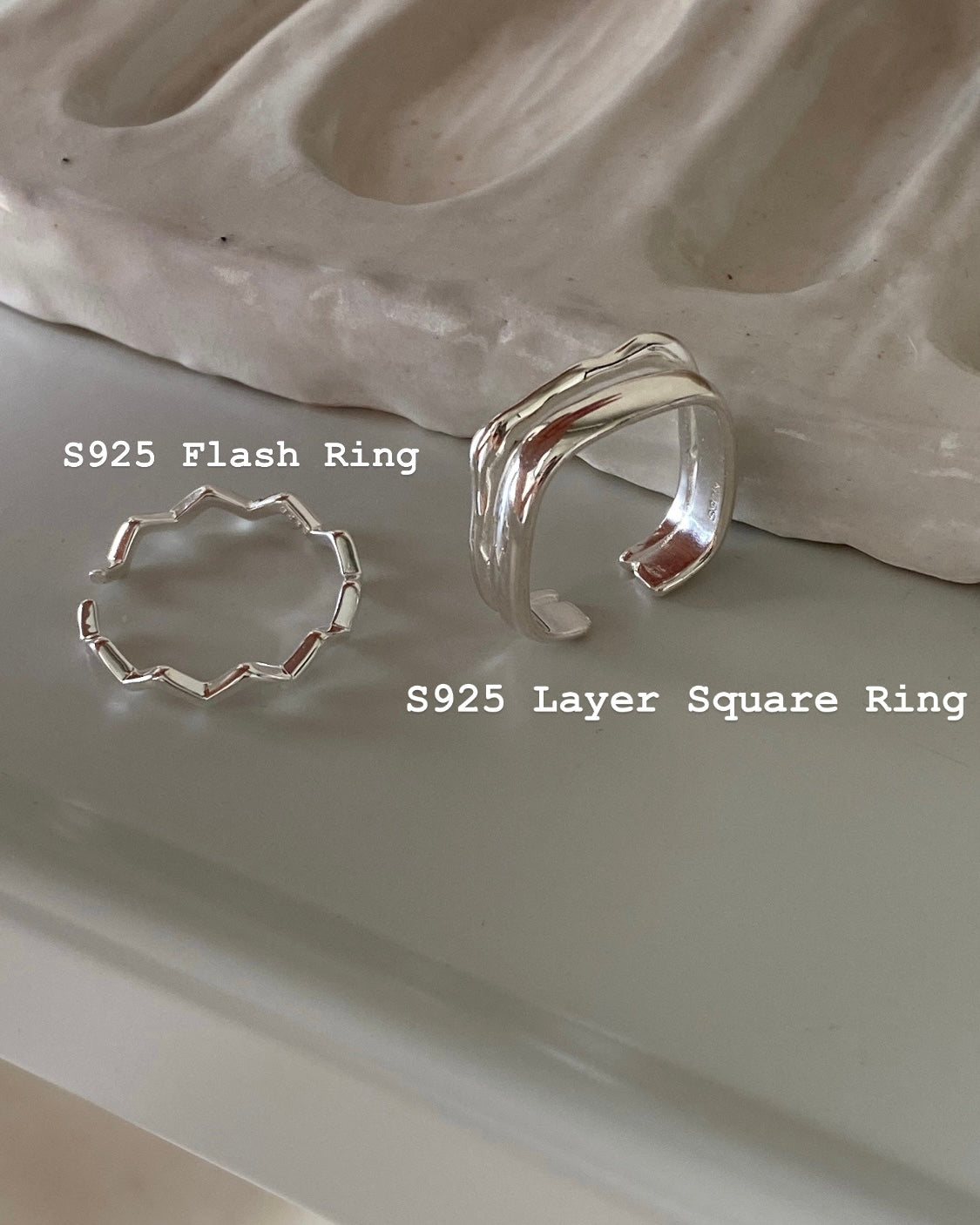 [925silver] Layer Square Ring