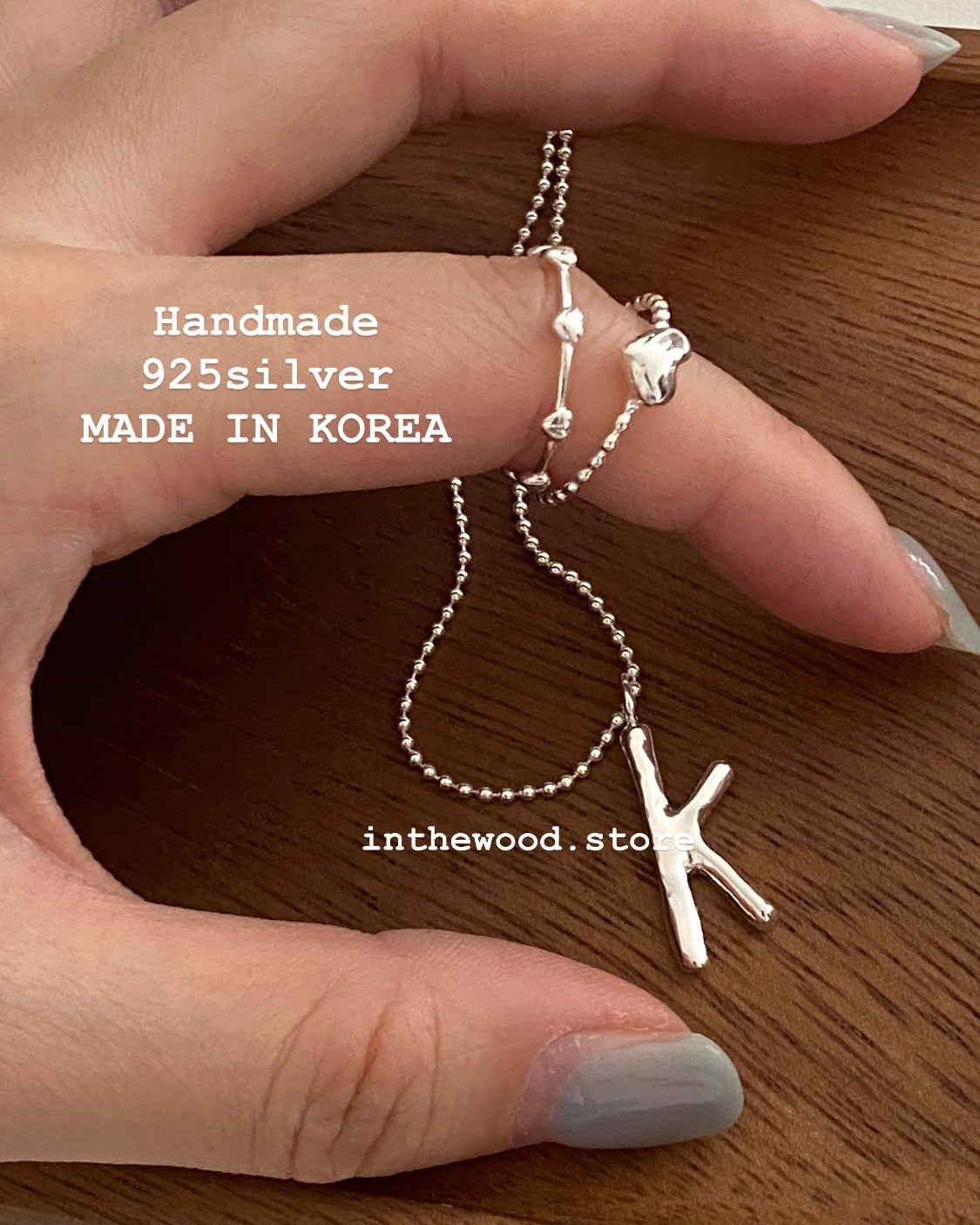 [Handmade 925silver] Raw Initial Necklace