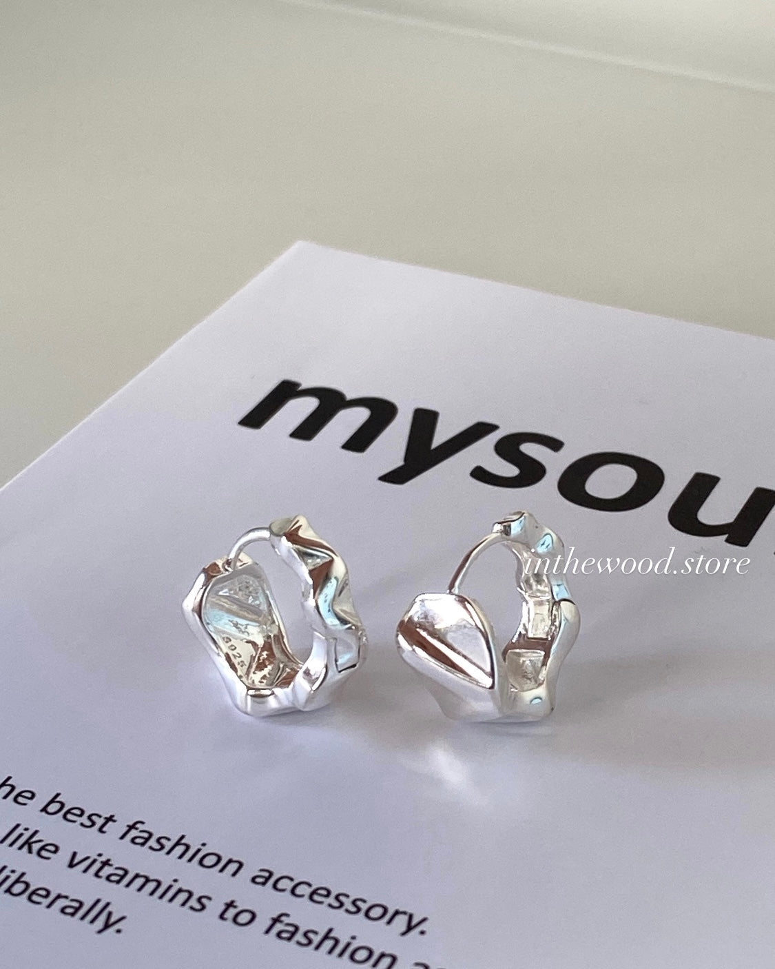 [925silver] Raw Paper One Touch Earrings
