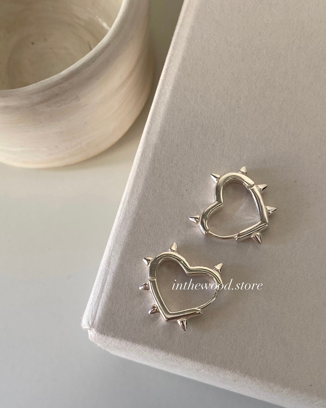 [925silver] Punk Heart One Touch Earrings