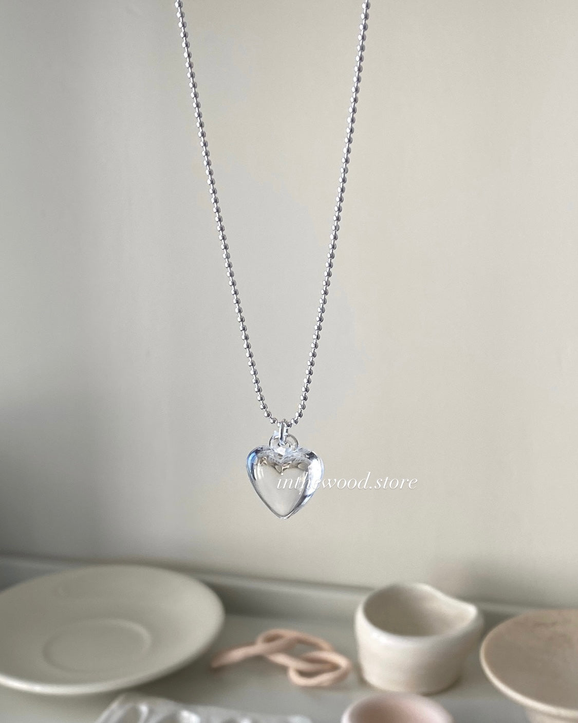 [925silver] Clear Heart Necklace