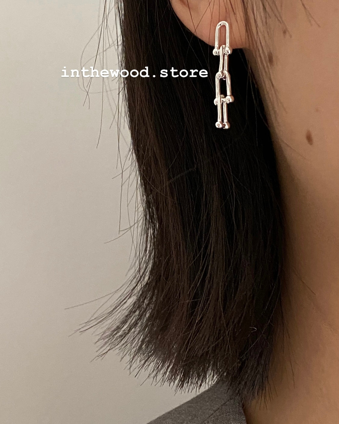 [925silver] Mini Buckles Chain Earrings
