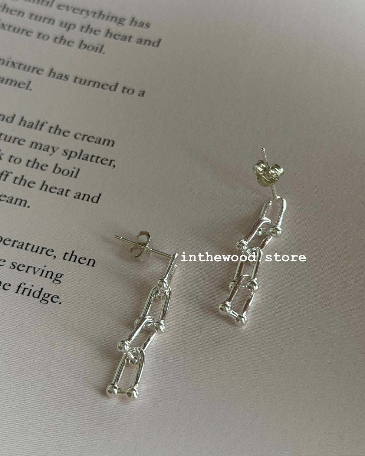 [925silver] Mini Buckles Chain Earrings