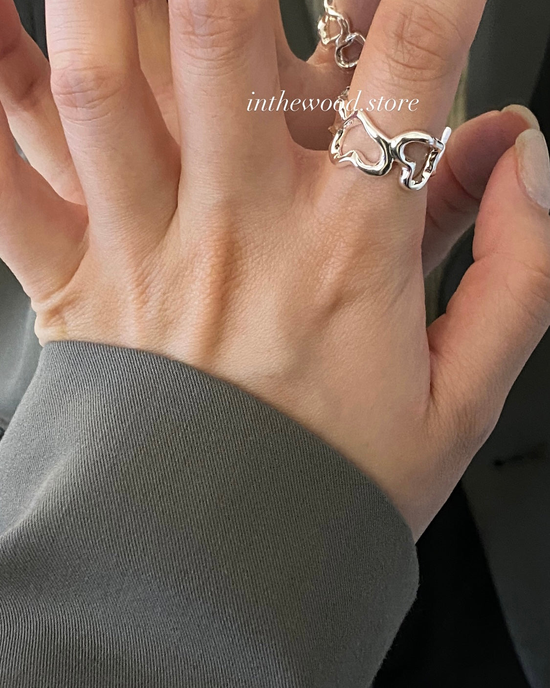 [925silver] Volume Heart Hole Ring