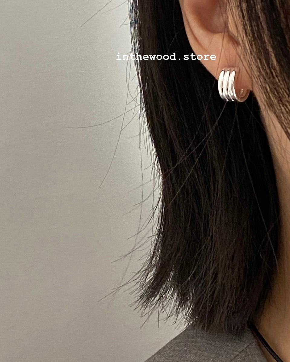 [925silver] Mini Layer One Touch Earrings