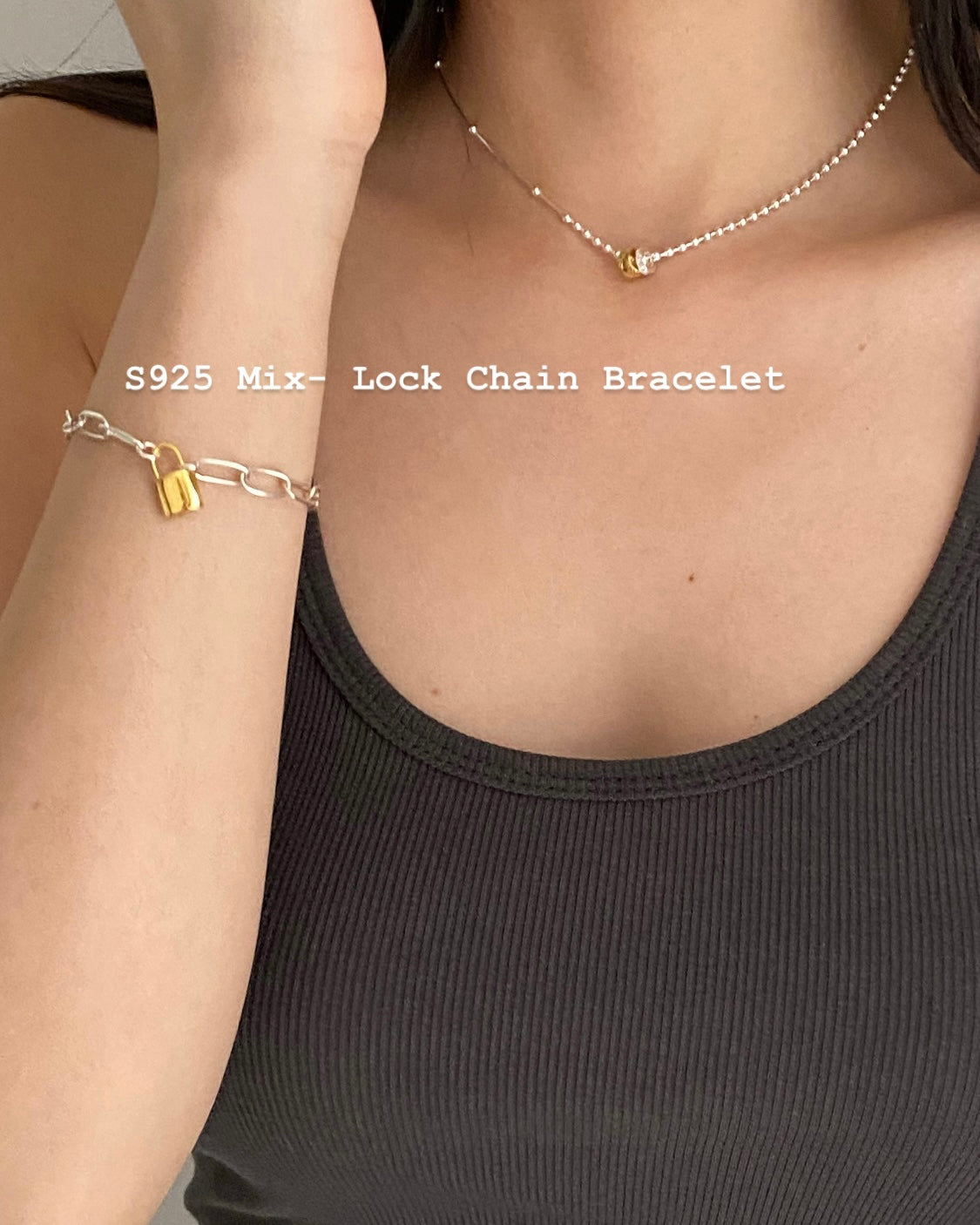 [925silver] Mix-Lock Chain Bracelet