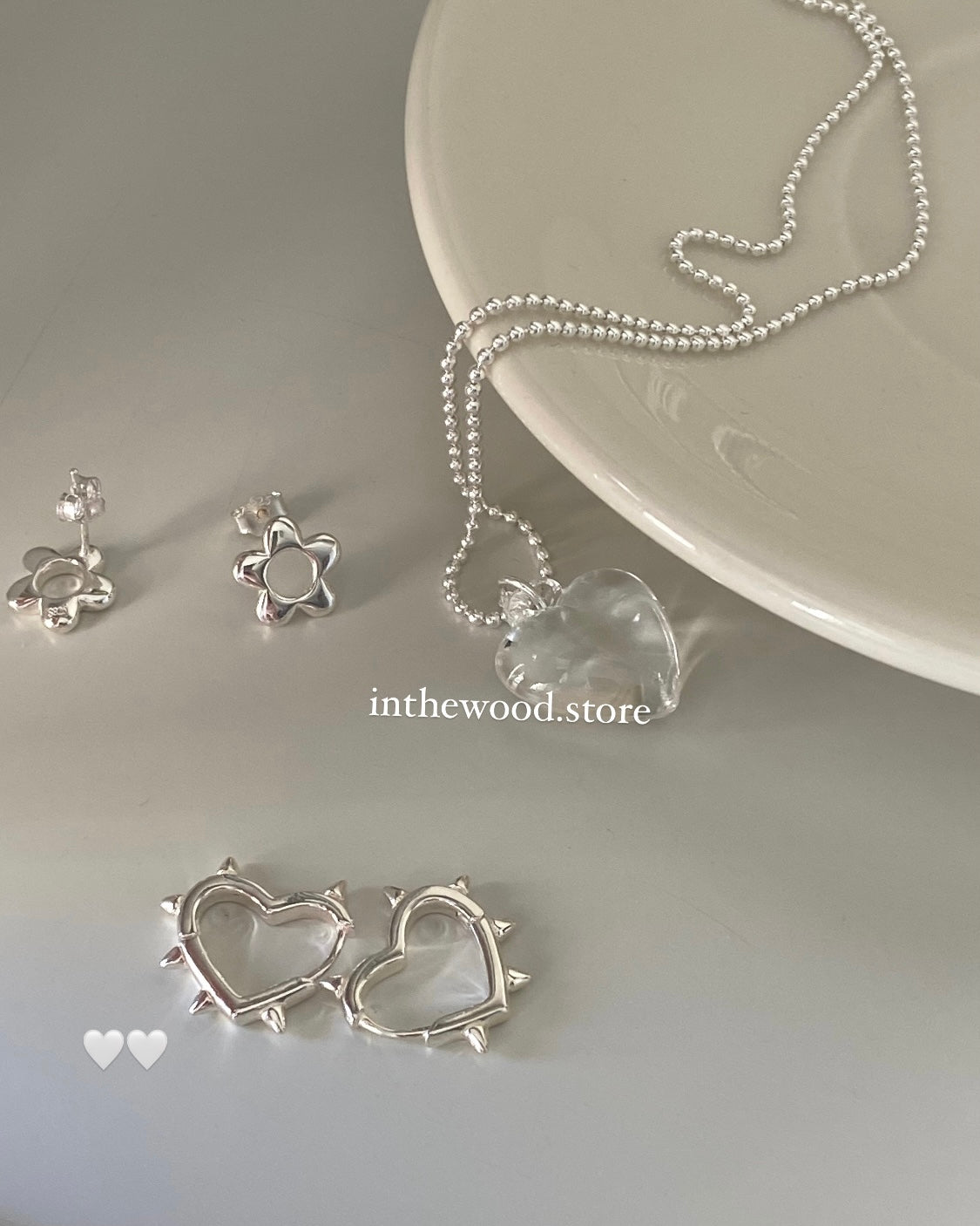 [925silver] Clear Heart Necklace