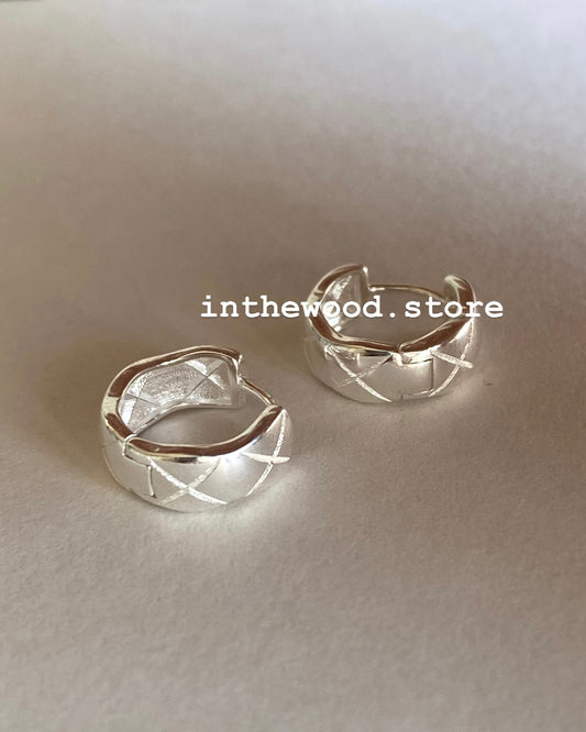 停產 [925silver] Mini Lozenge One Touch Earrings