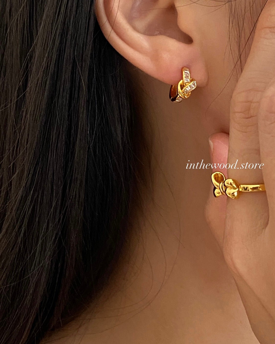 [925silver] Bling Knot One Touch Earrings
