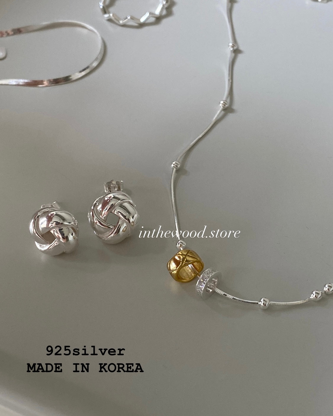 [925silver] Lozenges Link Ball Necklace