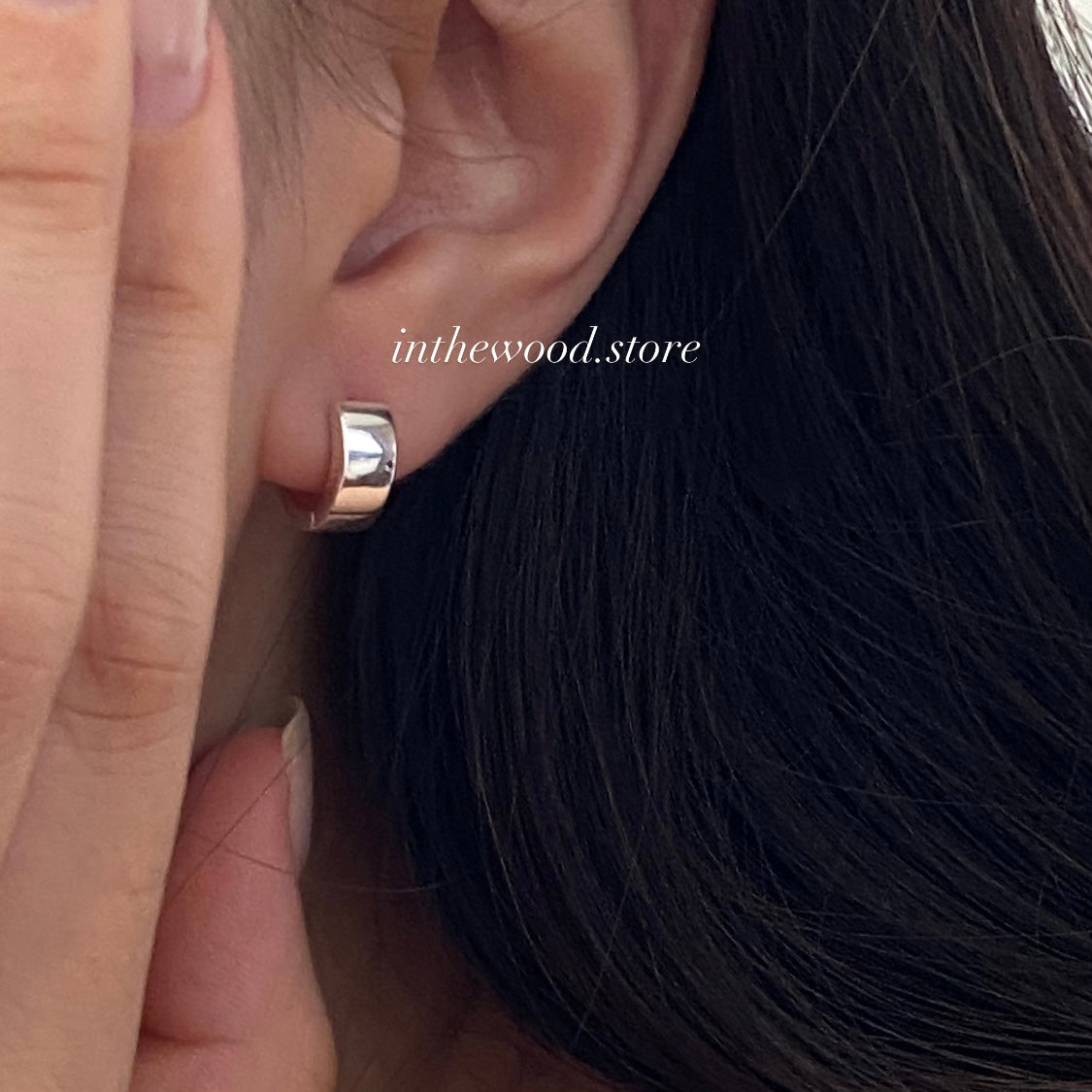 [925silver] Mini Plain One Touch Earrings