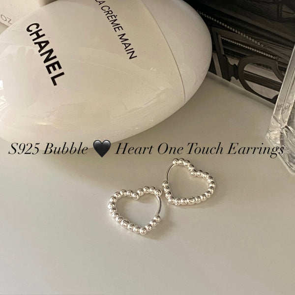 925silver] Bubble Heart One Touch Earrings – MYSOUL @inthewood