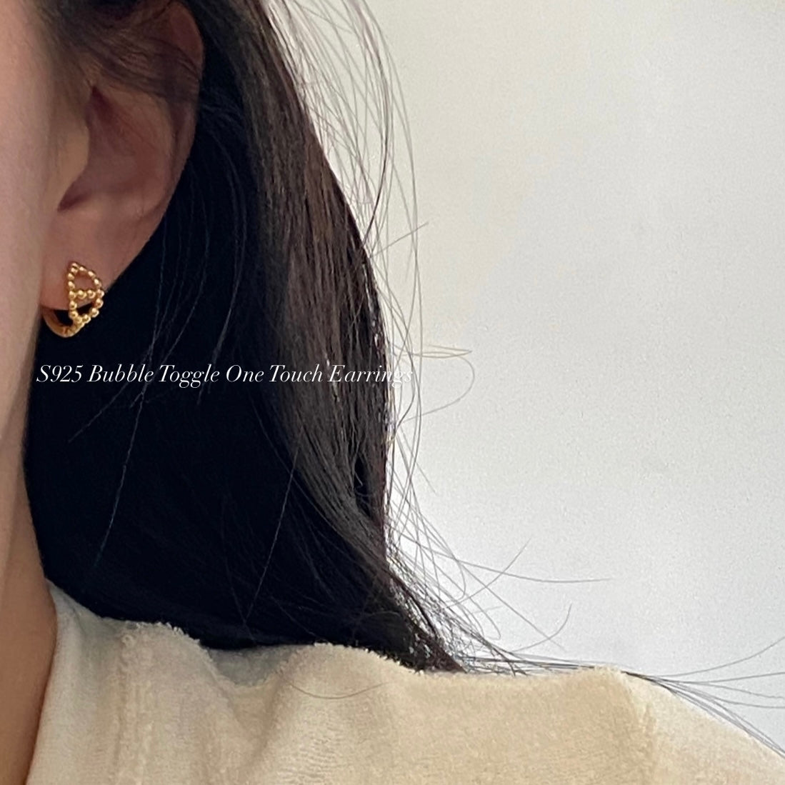 [925silver] Bubble Toggle One Touch Earrings