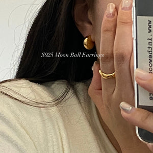 [925silver] Moon Ball Earrings