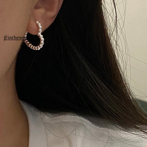 [925silver] Bubble Heart One Touch Earrings
