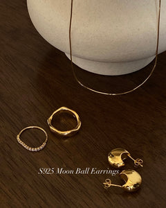 [925silver] Moon Ball Earrings